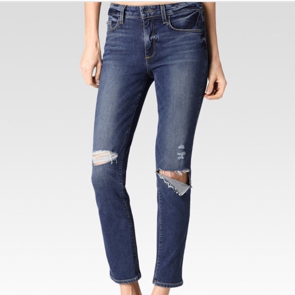 NWT PAIGE Jacqueline Straight Straight Crop Nerea Destructed Jeans 29